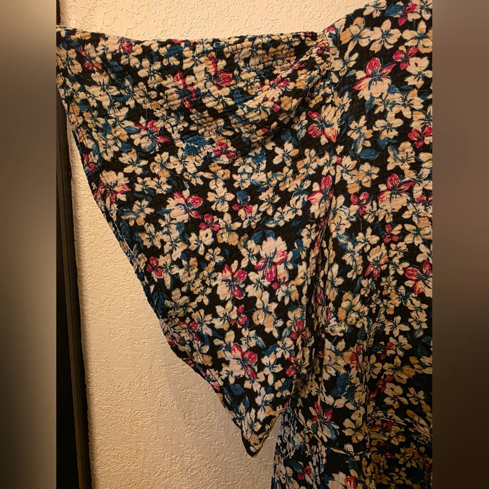 Multicolored Floral Flutter Sleeve Peplum Top Boho Blouse Women's 14 - Picture 2 of 8